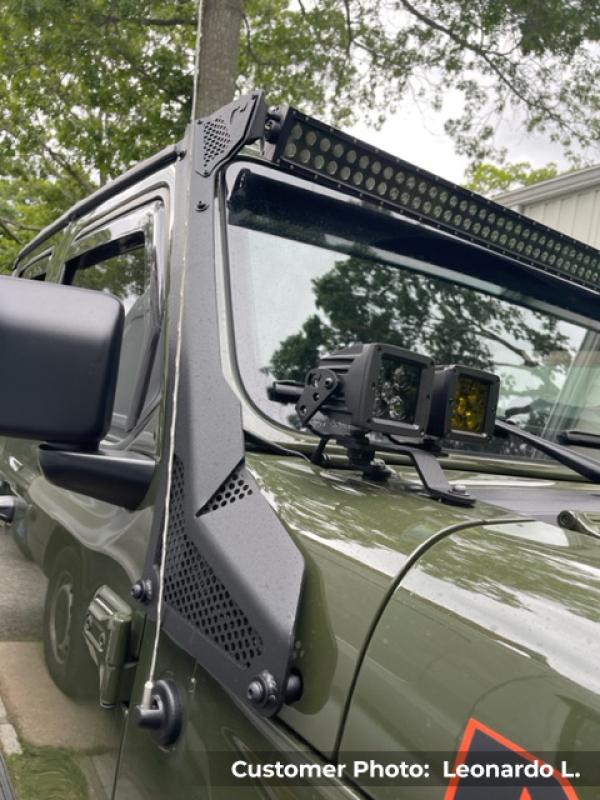 Jeep Wrangler Light Mounts - Windshield Cowl - Go Rhino - XE - Textured Black - `18-`20